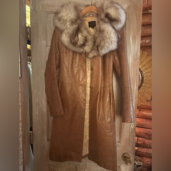 VINTAGE AUTHENTIC leather COAT with stunning genuine mink collar - Picture 9 of 10